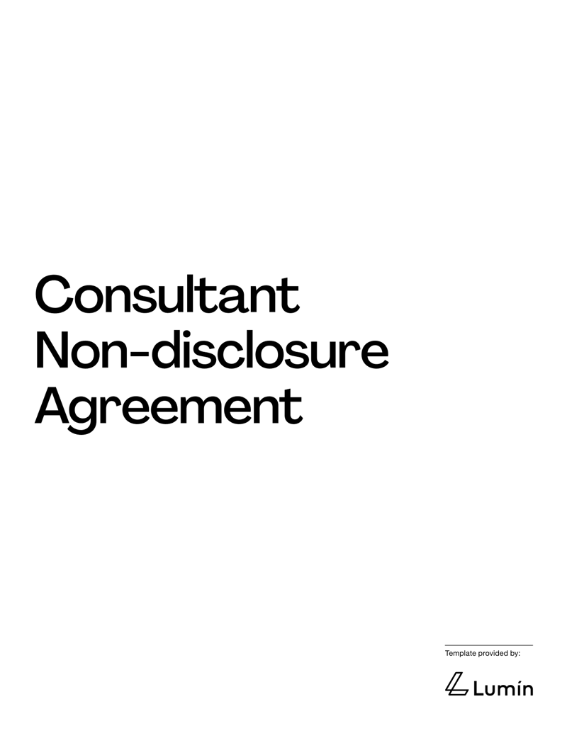 Consultant NDA Agreement protecting confidential business information shared during consulting services