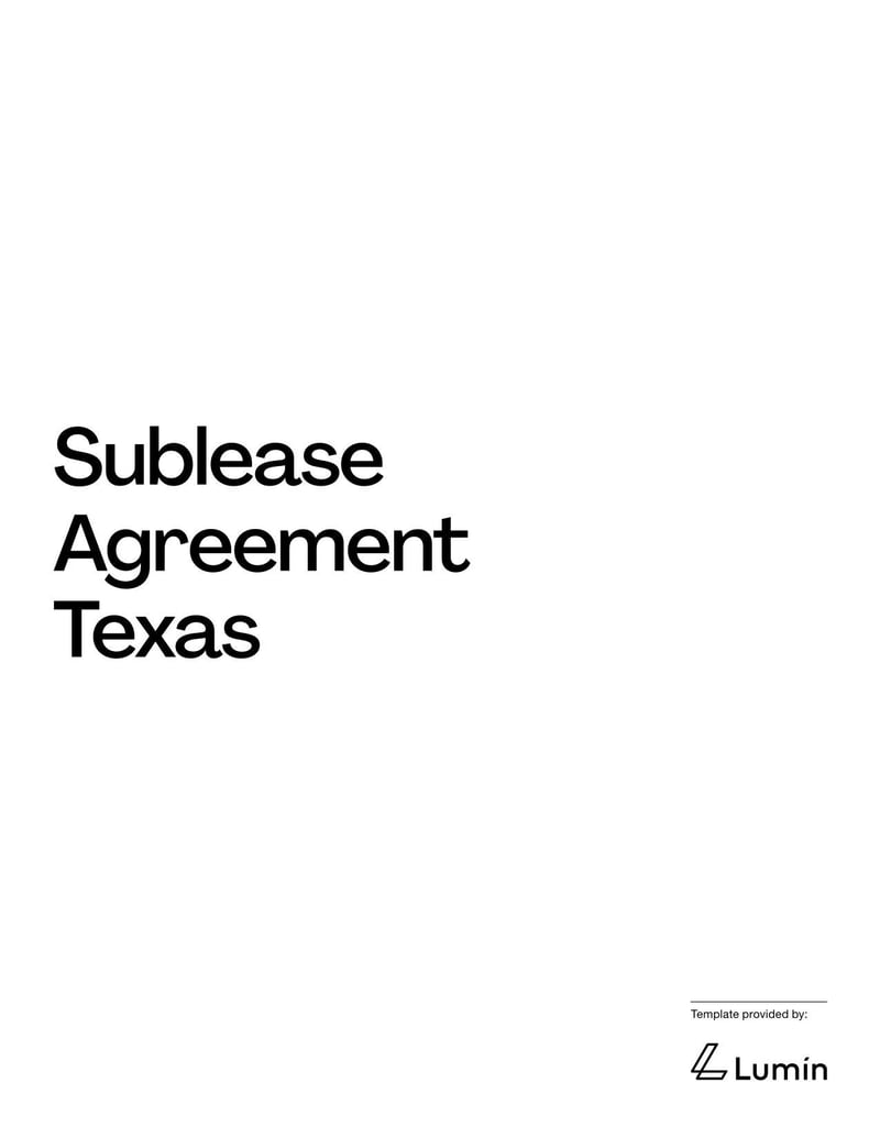 Texas Sublease Agreement for creating a legal sublease in Texas