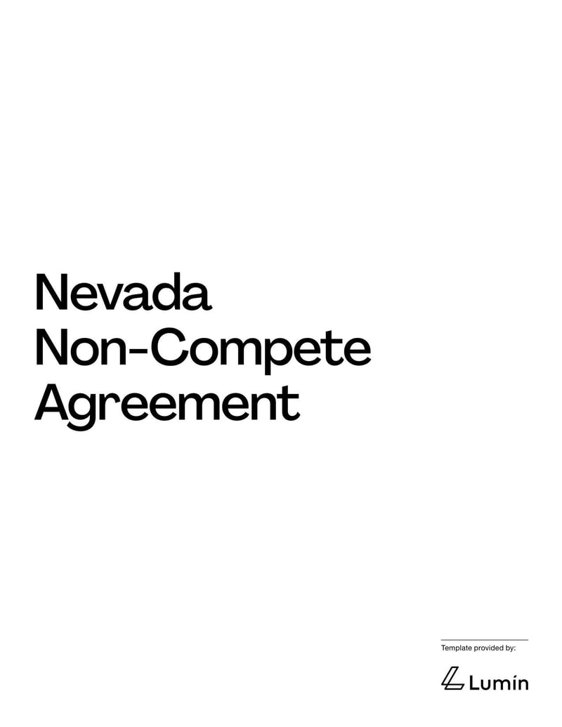 Non-Compete Agreement Nevada template defining post-employment competitive restrictions