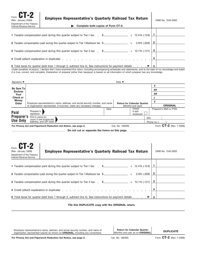 Large thumbnail of Form CT-2 - Jan 2009