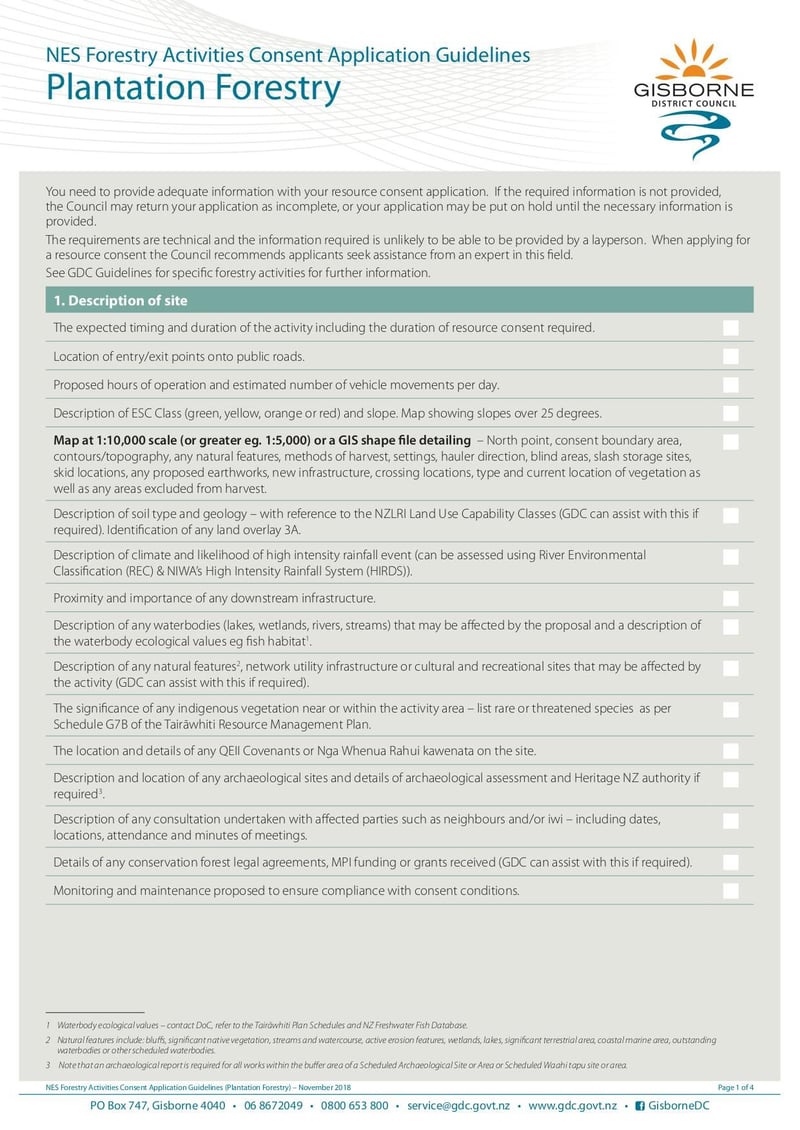 Large thumbnail of NES Forestry Activity Consent Application Guidelines Plantation Forestry - Nov 2018