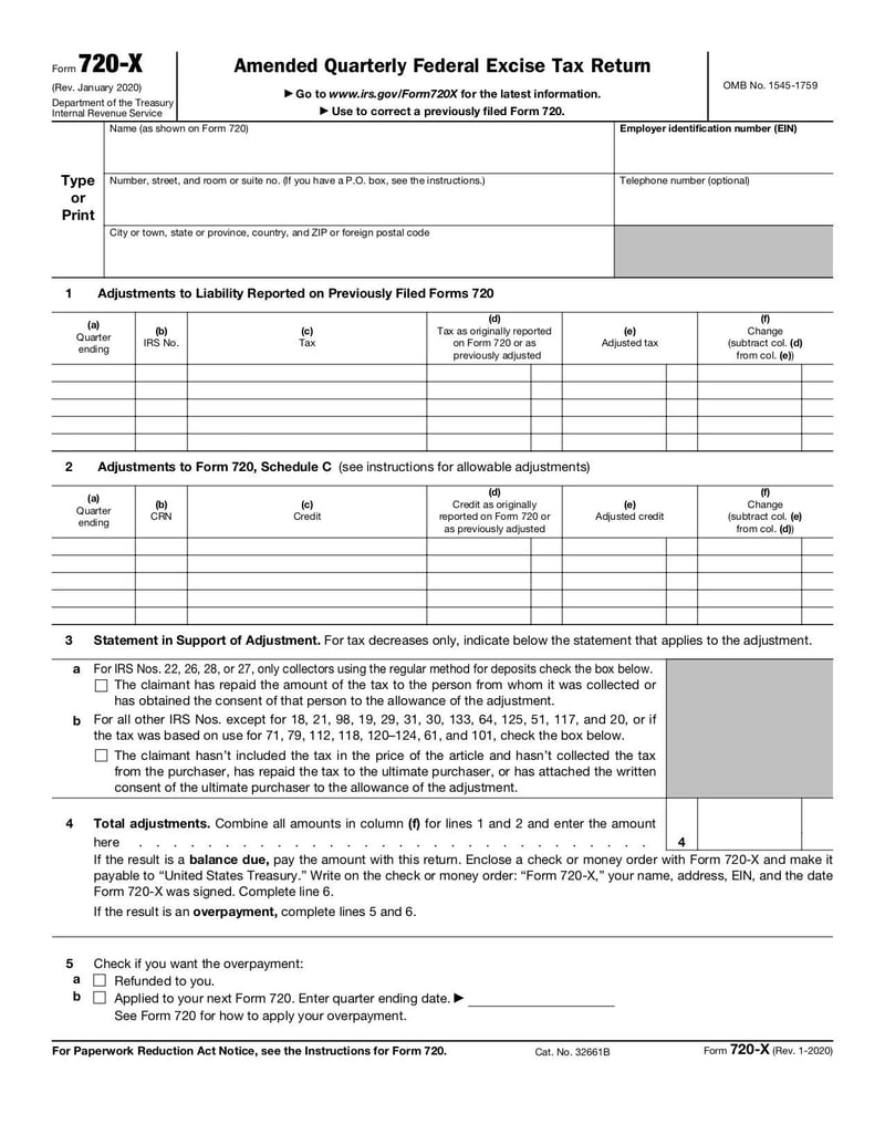 Large thumbnail of Form 720-X - Jan 2020