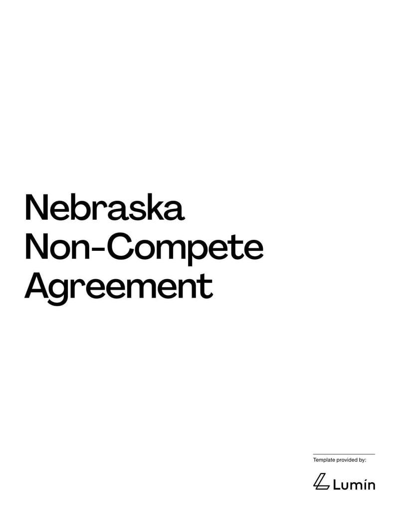 Non-Compete Agreement Nebraska template specifying post-employment competition restrictions
