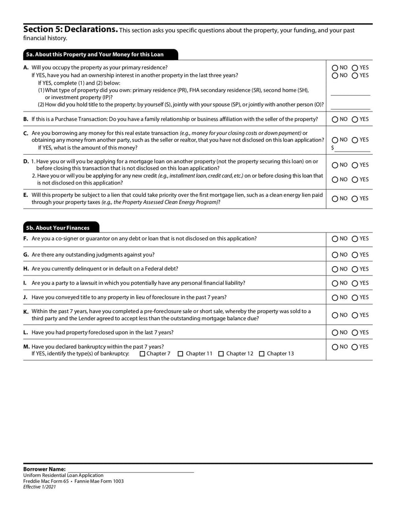 Large thumbnail of Uniform Residential Loan Application Freddie Mac Form 65 - Apr 2020