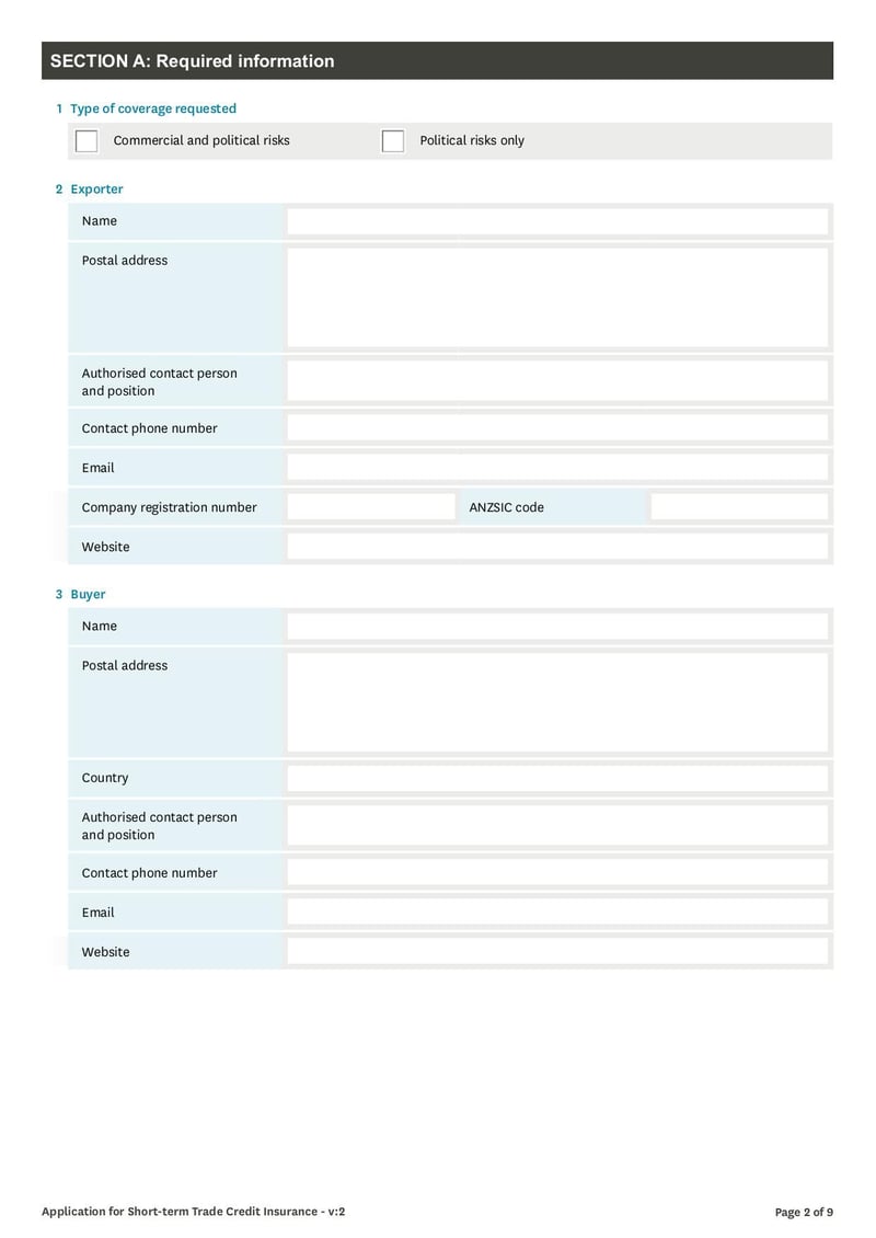 Large thumbnail of Application Form for Short-Term Trade Credit Insurance - Apr 2020