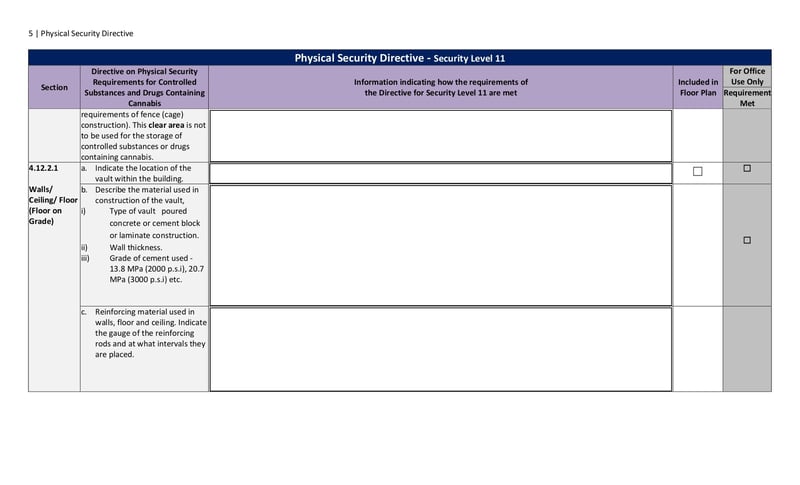 Large thumbnail of Security Level 11 Form - Mar 2019