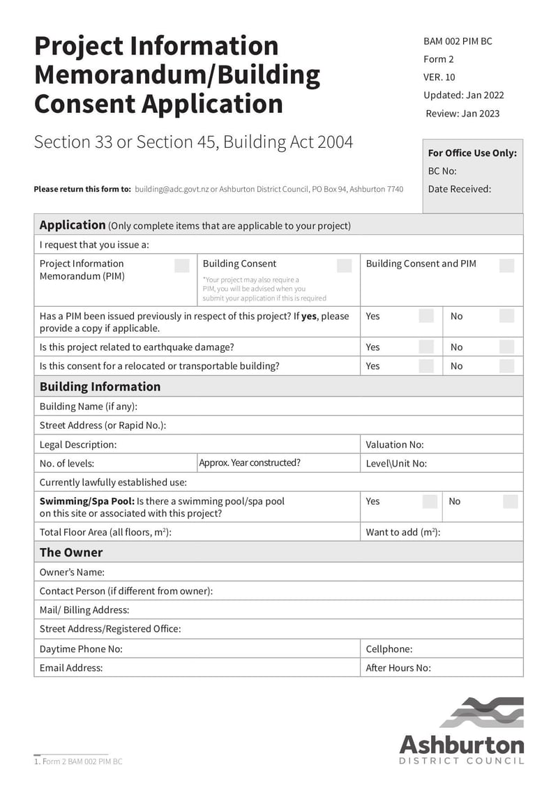 Large thumbnail of BAM 002 PIM and Building Consent Application - Jan 2022