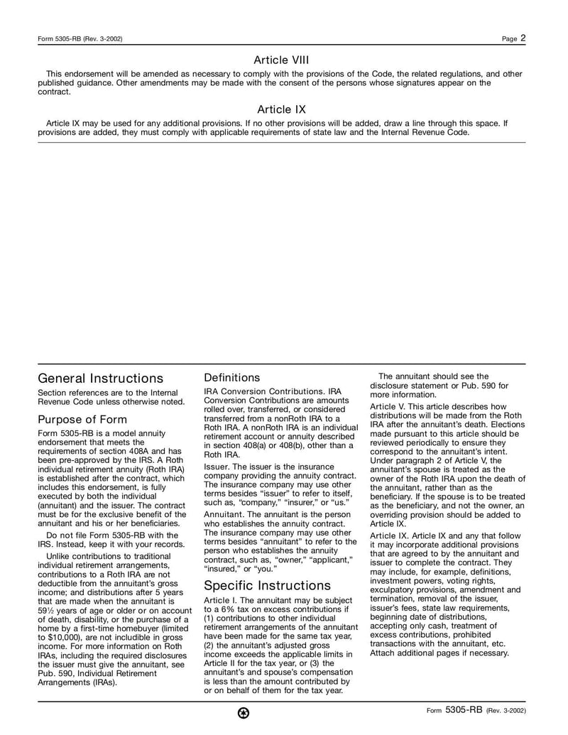 Large thumbnail of Form 5305-RB - Mar 2002