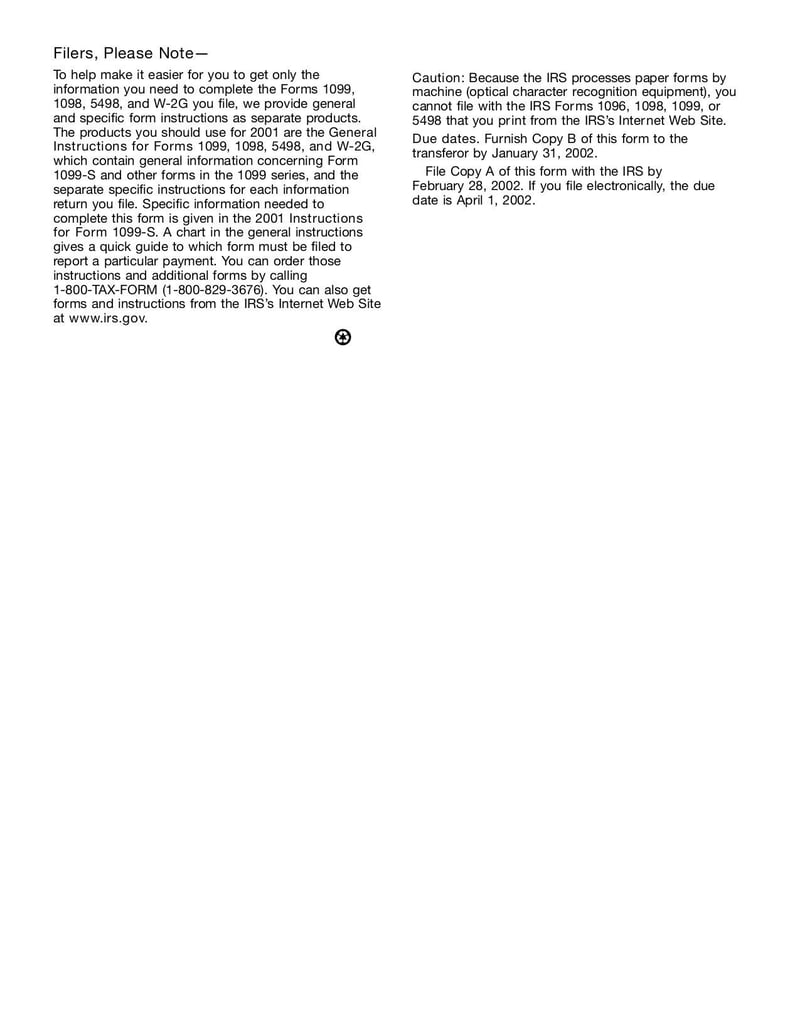 Large thumbnail of Form 1099S - Jan 2001