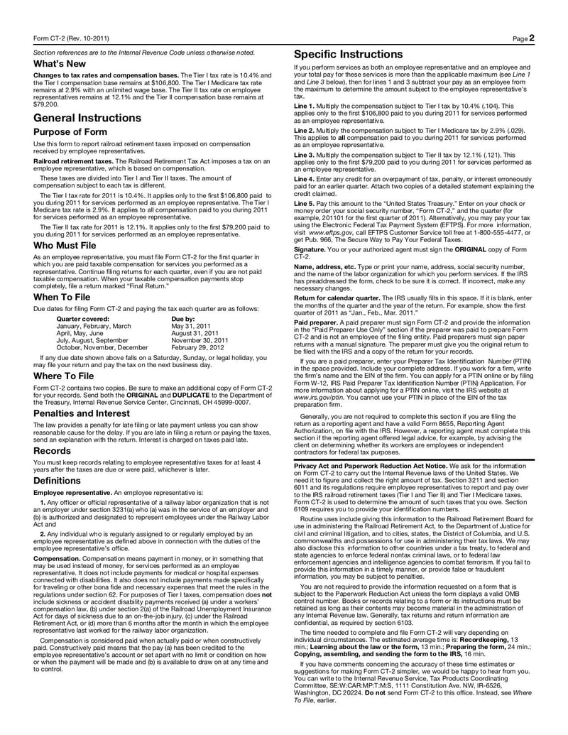 Large thumbnail of Form CT-2 - Oct 2011