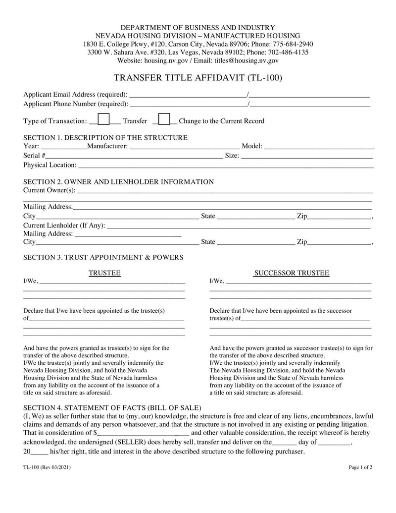 Large thumbnail of Form TL-100