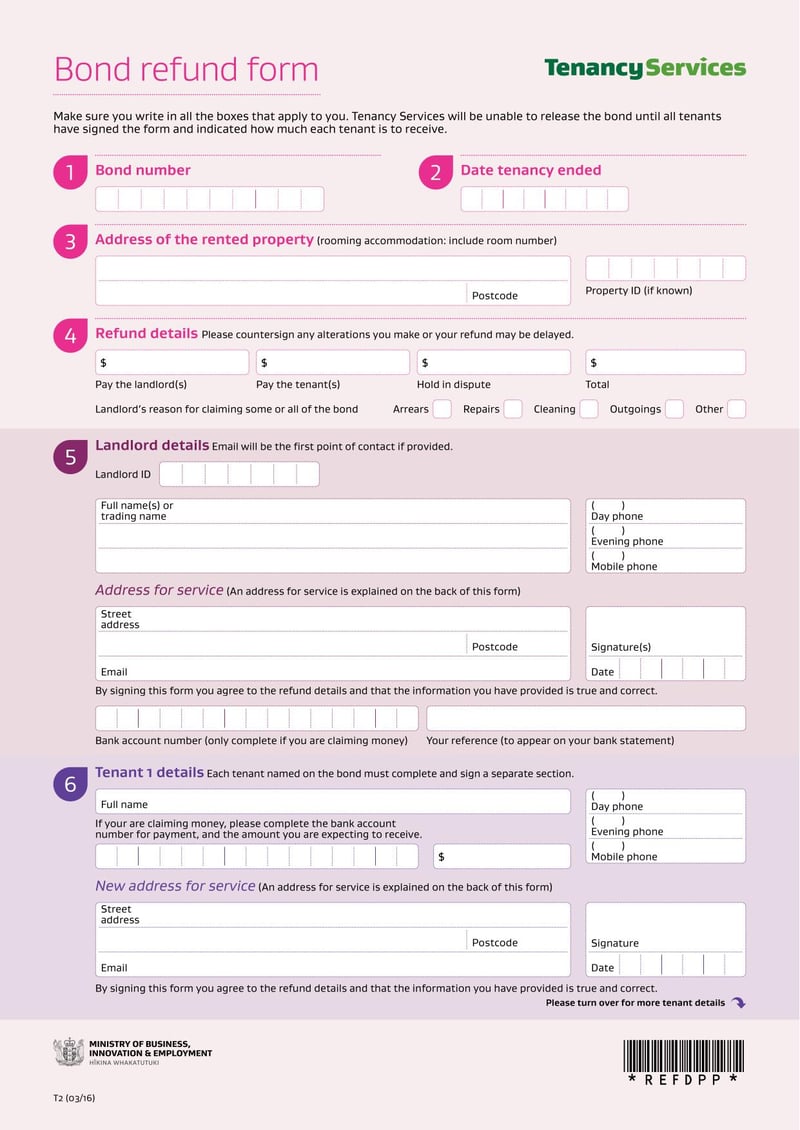 Large thumbnail of New Zealand Bond Refund Form
