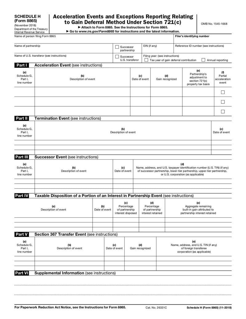 Large thumbnail of Schedule H (Form 8865) - Nov 2018