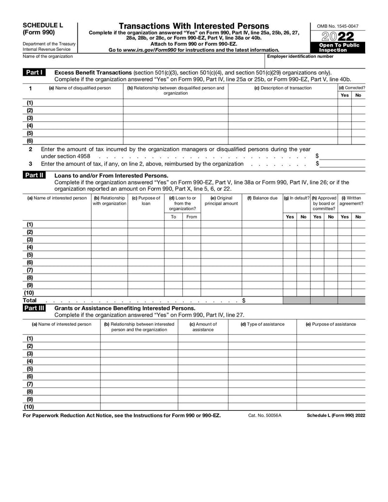 Large thumbnail of Schedule L (Form 990) - Oct 2022