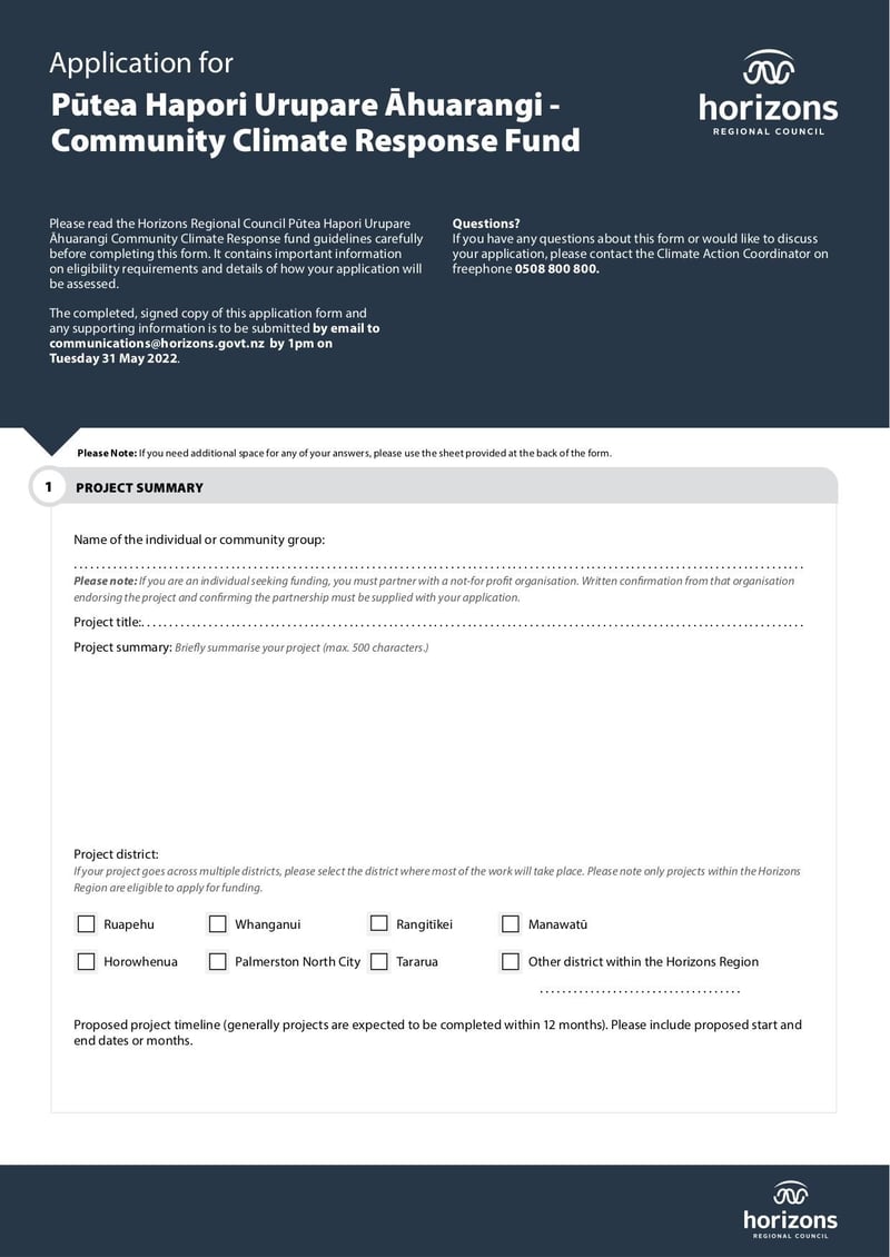 Large thumbnail of Community Climate Response Fund Application Form - May 2022