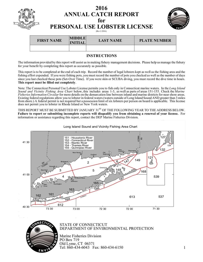 Large thumbnail of Annual Catch Report for Personal Use Lobster License - Feb 2016