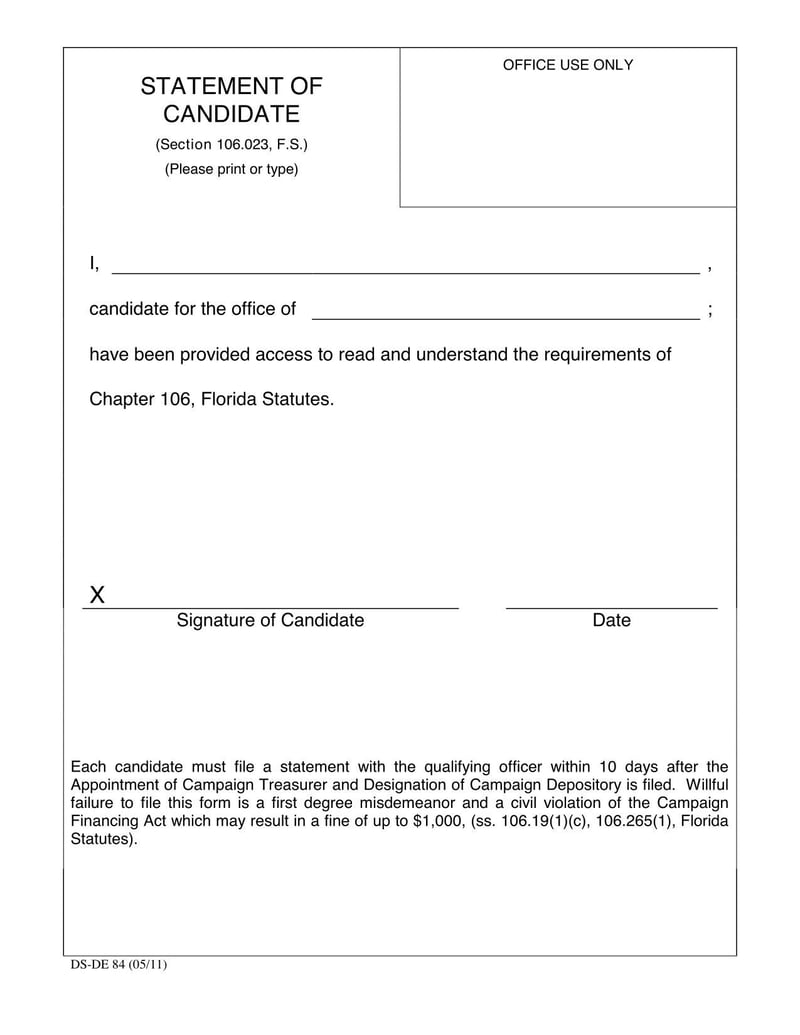 Large thumbnail of Form DS-DE 84