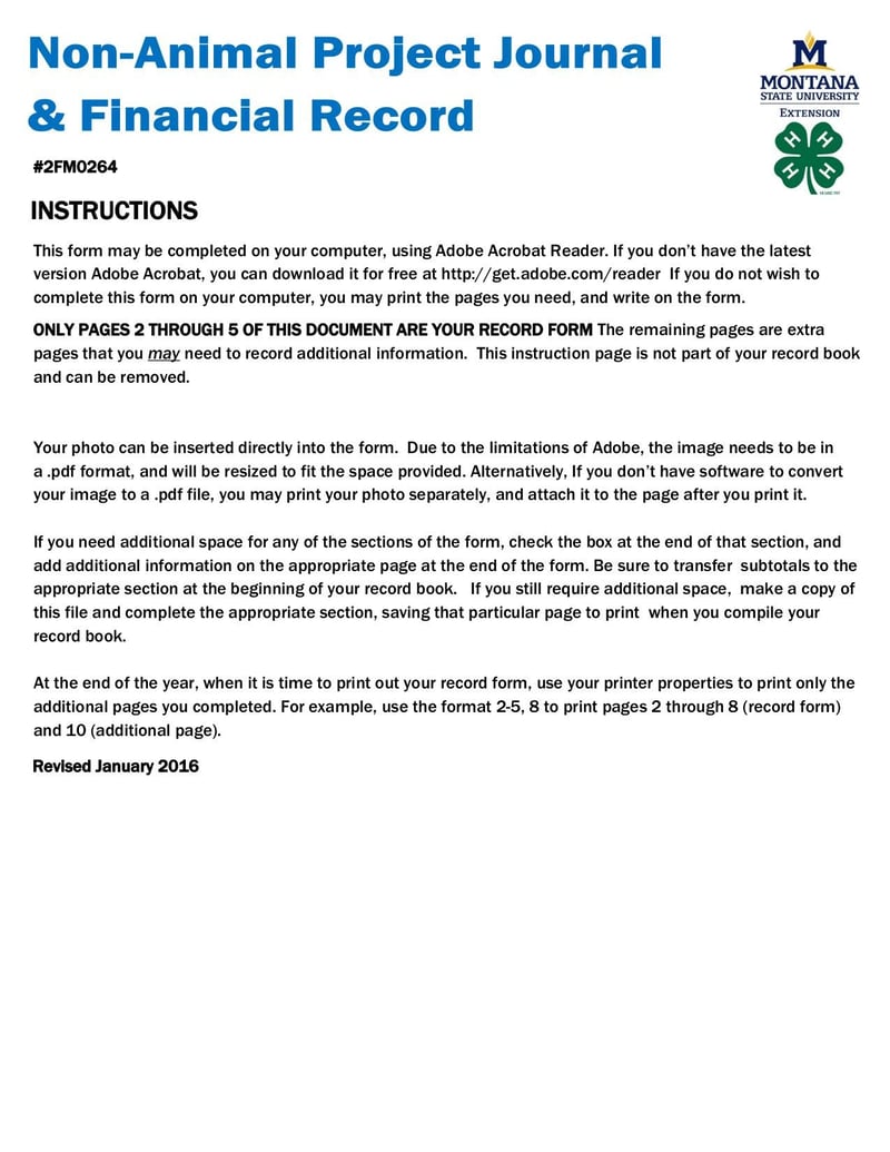 Large thumbnail of 4-H Non-Animal Project Journal - Jan 2016