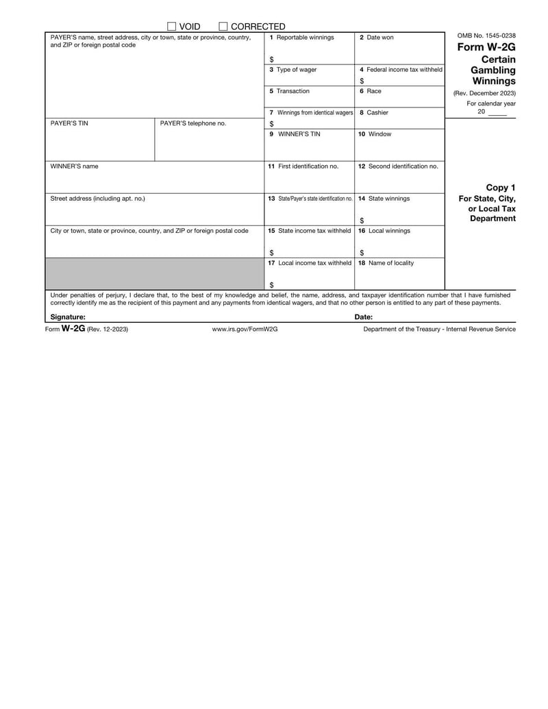 Large thumbnail of Form W-2G - 2023