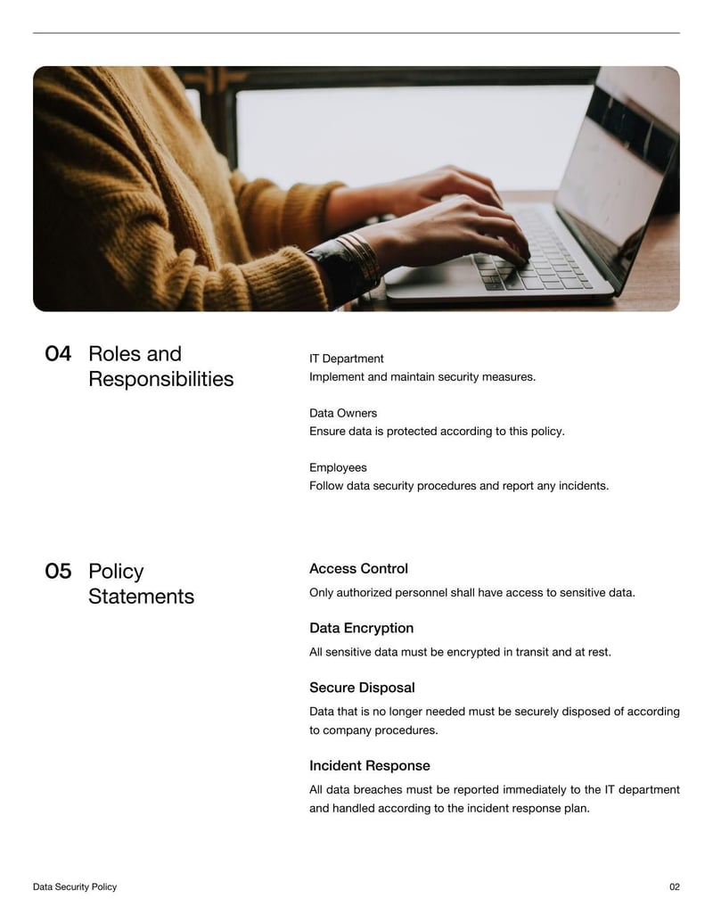 Data Security Policy Document outlining guidelines for handling sensitive company information