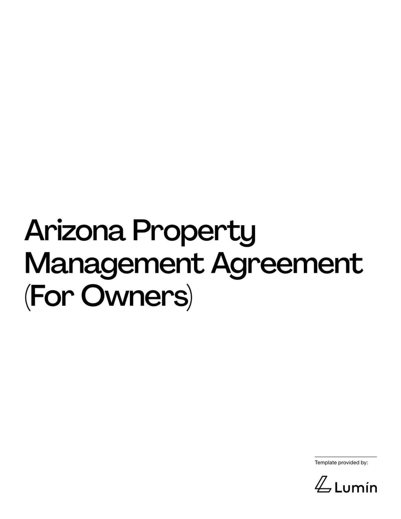 Property Management Agreement for Arizona property owners detailing terms for managing rental properties
