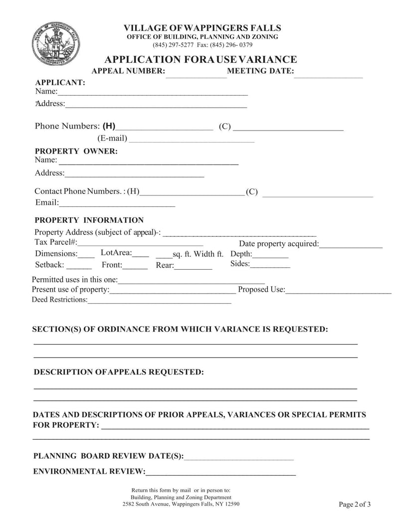 Large thumbnail of Wappingers Falls Application for Use Variance