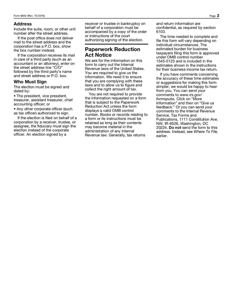 Large thumbnail of Form 8842 - Oct 2016