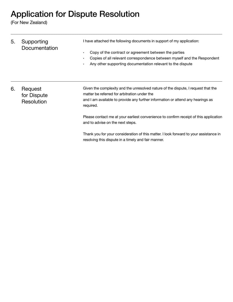 Application for Dispute Resolution for New Zealand for resolving tenancy-related issues through Tenancy Services