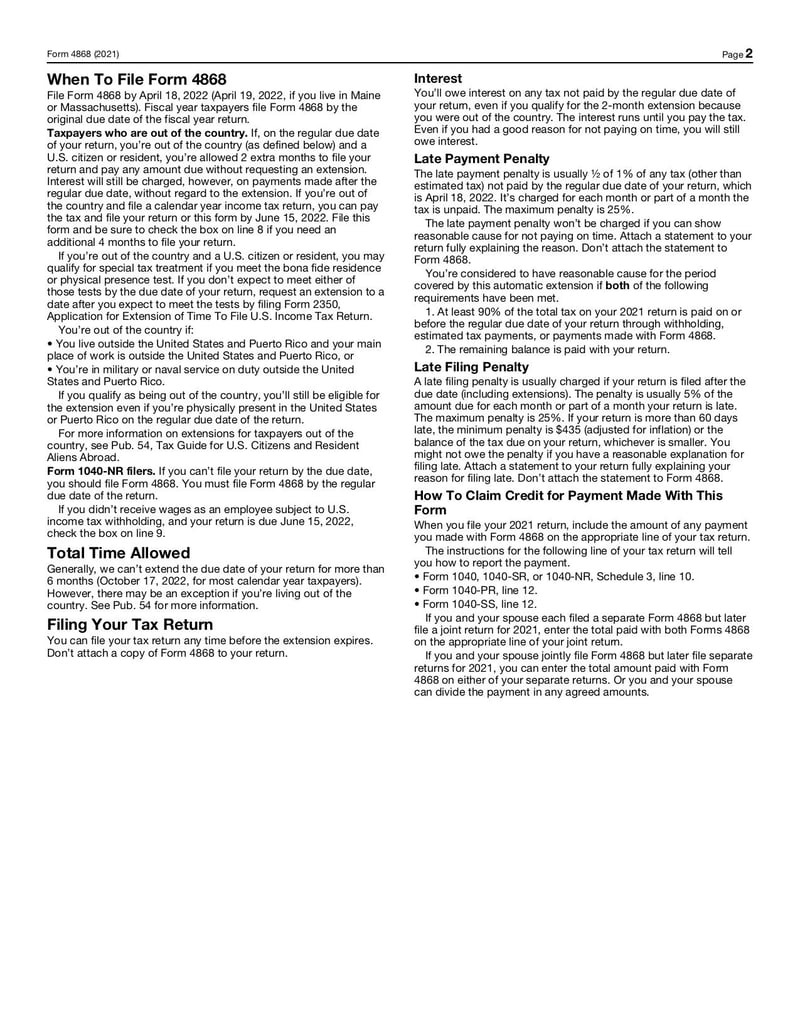 Large thumbnail of Form 4868 - Nov 2021