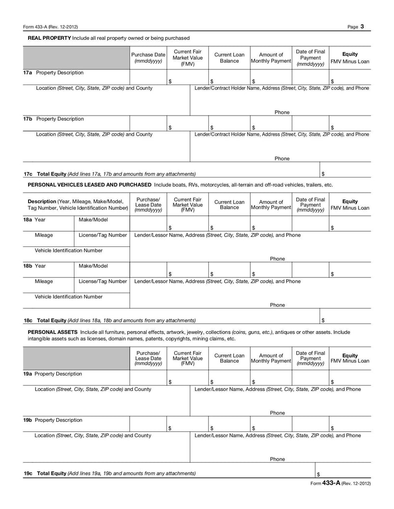 Large thumbnail of Form 433-A - Dec 2011