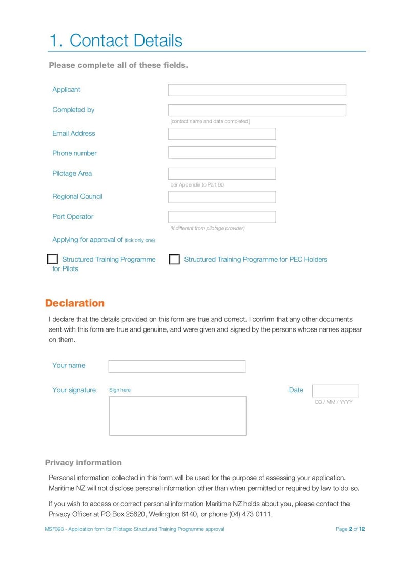 Large thumbnail of Application Form for Pilotage - Aug 2022