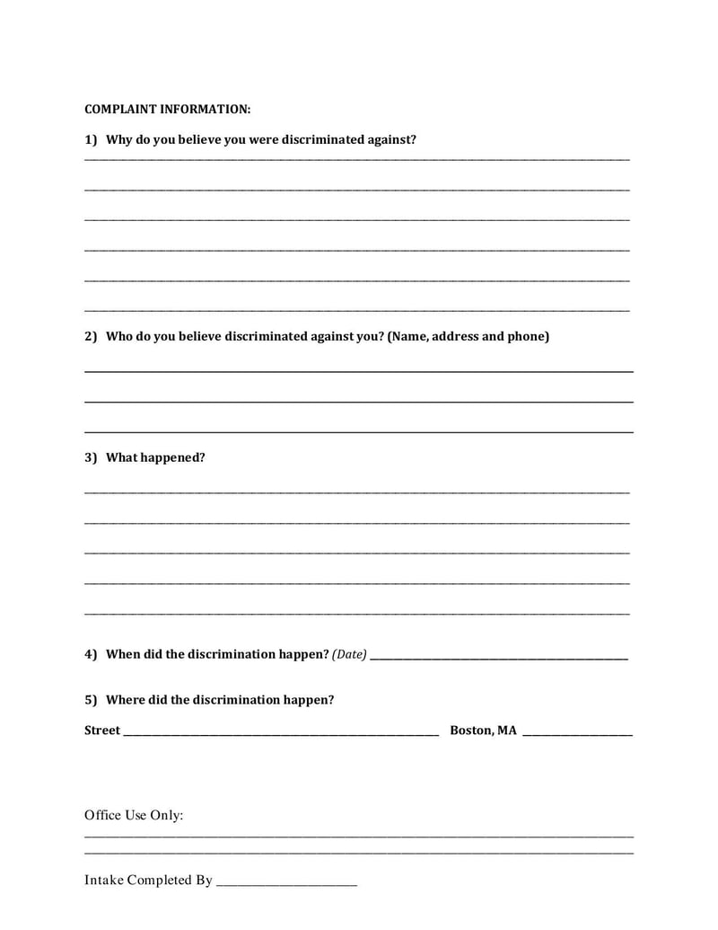 Large thumbnail of Housing Discrimination Intake Form - May 2014