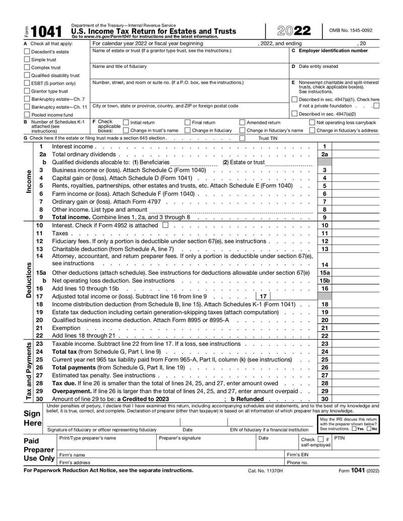 Large thumbnail of Form 1041 - Jan 2022