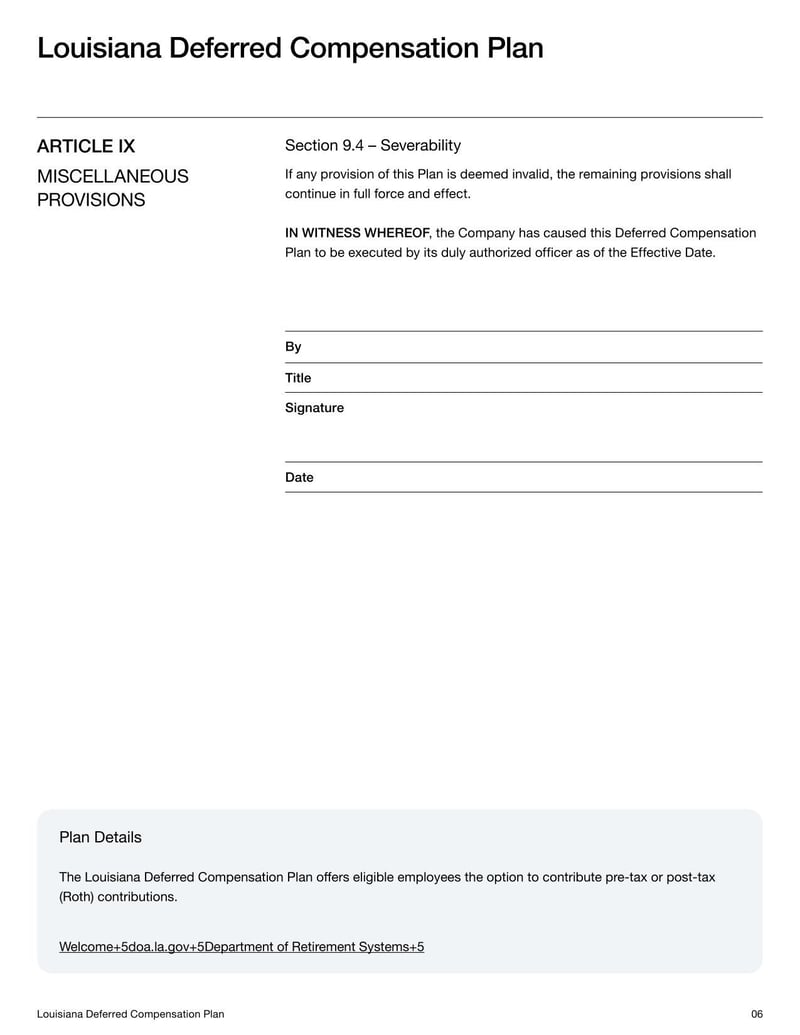 Louisiana Deferred Compensation Plan for enrollment, contribution changes or beneficiary updates