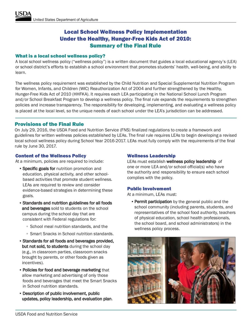 Large thumbnail of Local Wellness Policy Summary of Final Rule - Aug 2022