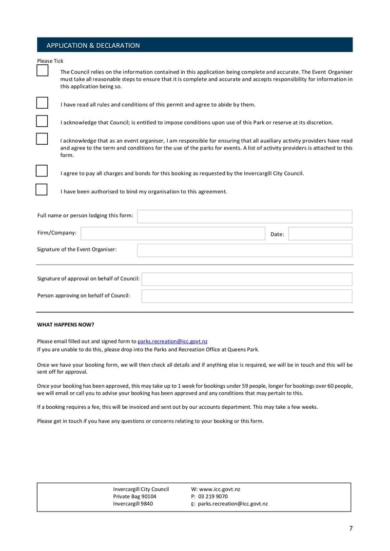 Large thumbnail of Parks and Recreation Booking Form - Aug 2021