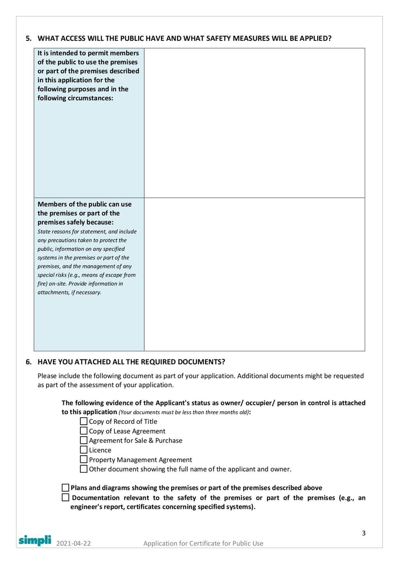 Large thumbnail of Form 15 Application for Certificate for Public Use - Apr 2021