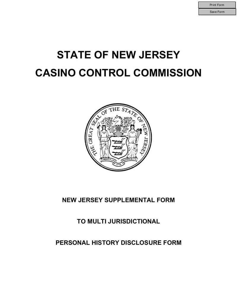 Thumbnail of New Jersey Supplemental Form and Multi Jurisdictional Personal History Disclosure Form - Jan 2013 - page 0