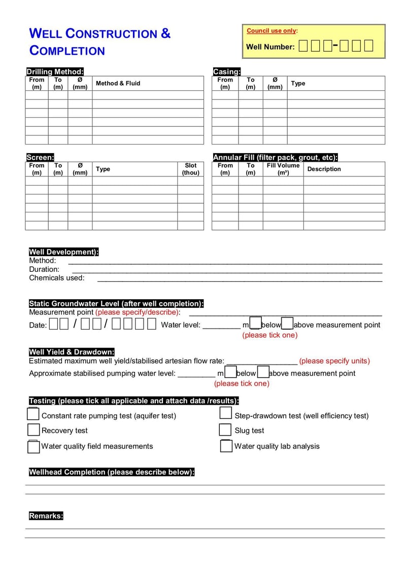 Large thumbnail of Water Well Log Form - Sep 2011