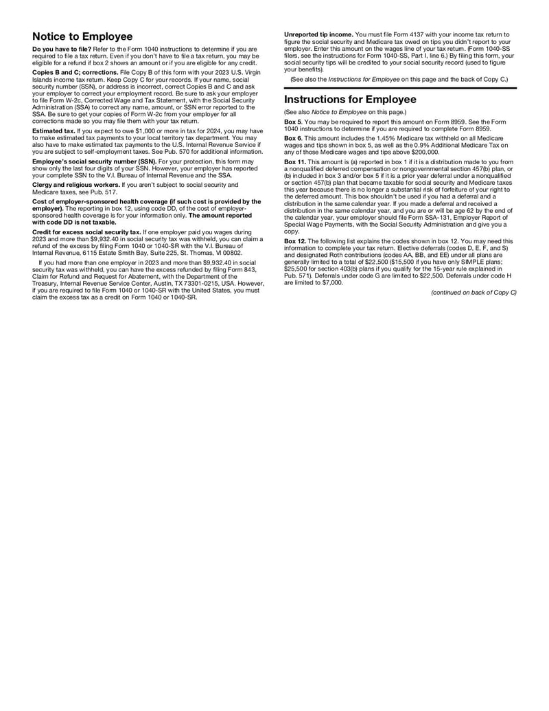 Large thumbnail of Form W-2 VI - Dec 2022