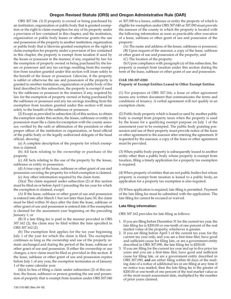 Large thumbnail of Application for Real and Personal Property Tax Exemption (Form OR-AP-RPPTE-EB) - Apr 2018