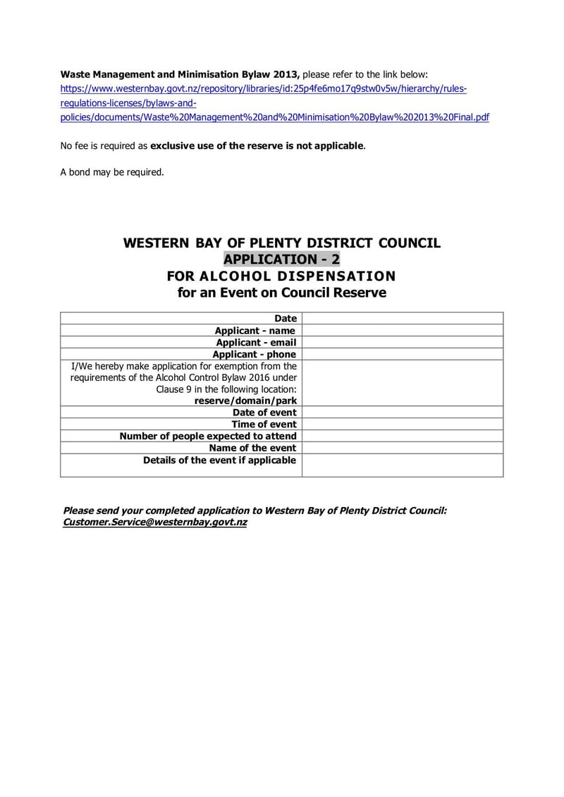 Large thumbnail of Application for General Reserve Domain Park Booking and Alcohol Dispensation - Nov 2020