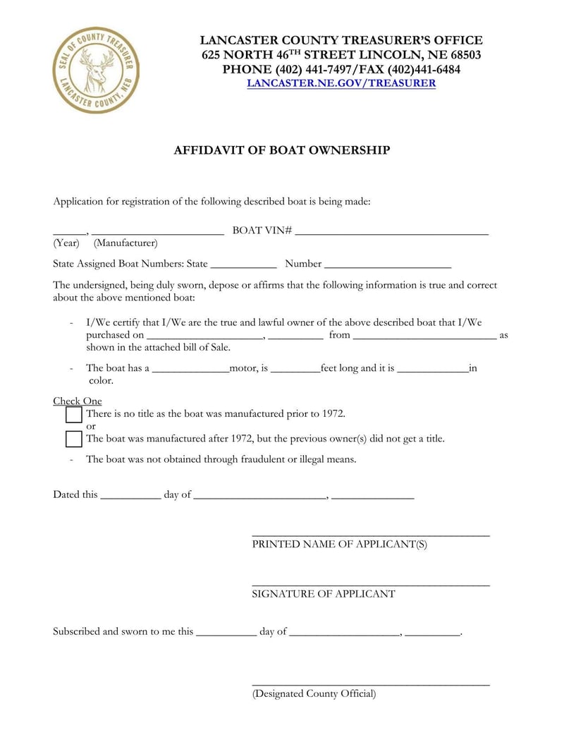 Large thumbnail of Lancaster Affidavit of Boat Ownership