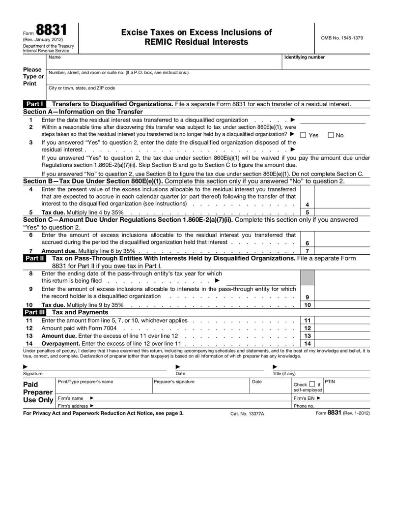 Large thumbnail of Form 8831 - Jan 2012