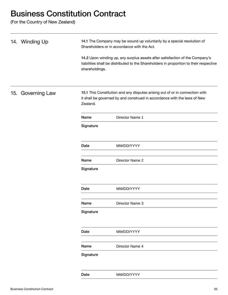 Constitution of Business for New Zealand to define company structure