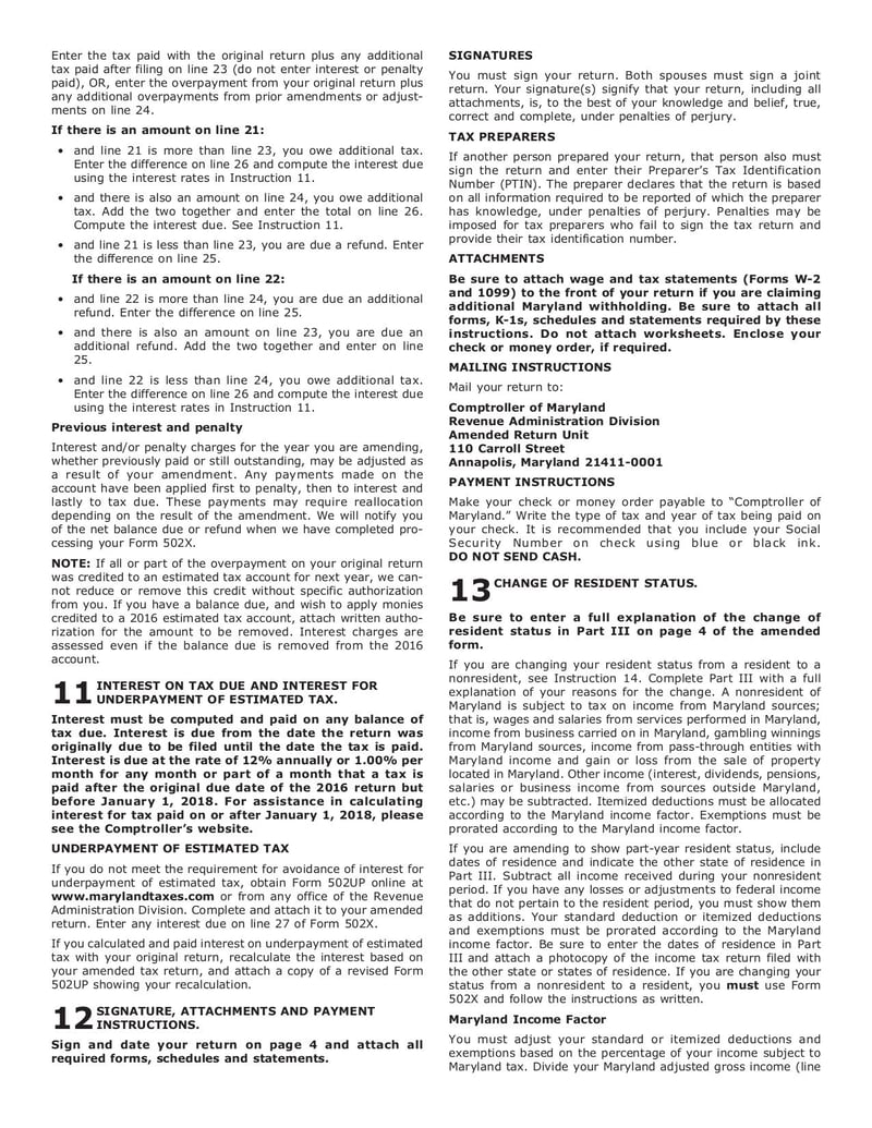 Large thumbnail of Maryland Form 502X - Nov 2017