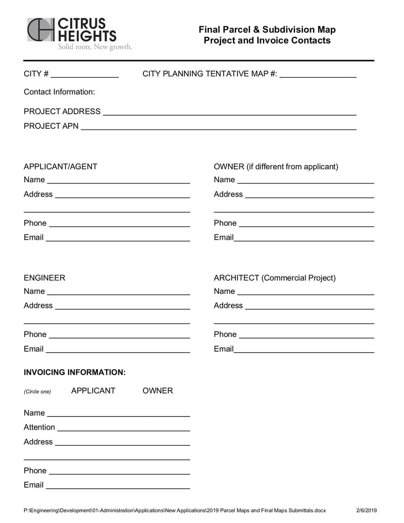 Large thumbnail of Parcel Maps and Final Maps Submittals Form - Feb 2019