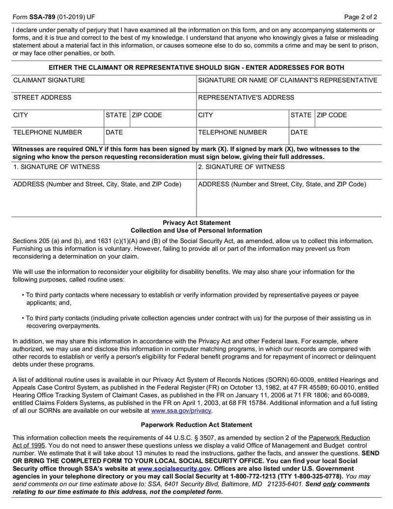 Large thumbnail of Form SSA-789 - Jan 2019
