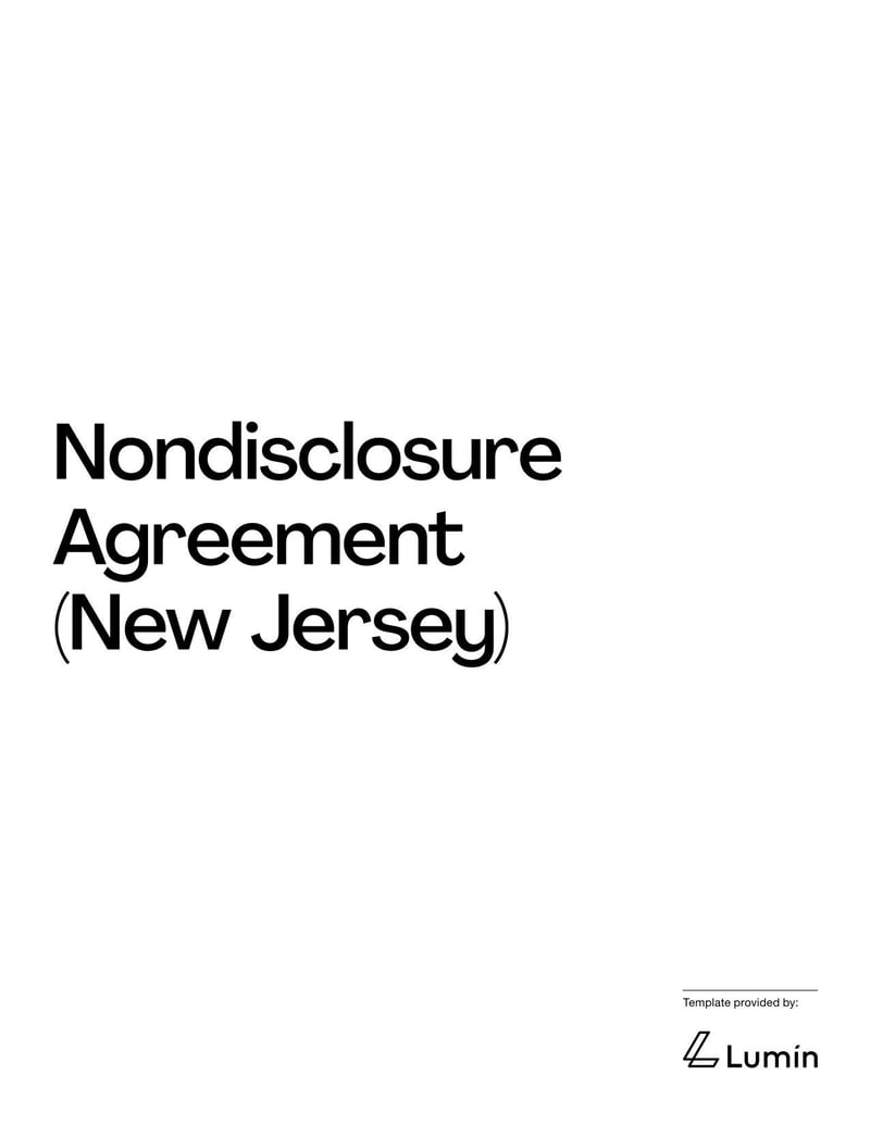New Jersey Nondisclosure Agreement document with confidentiality and non-disclosure terms