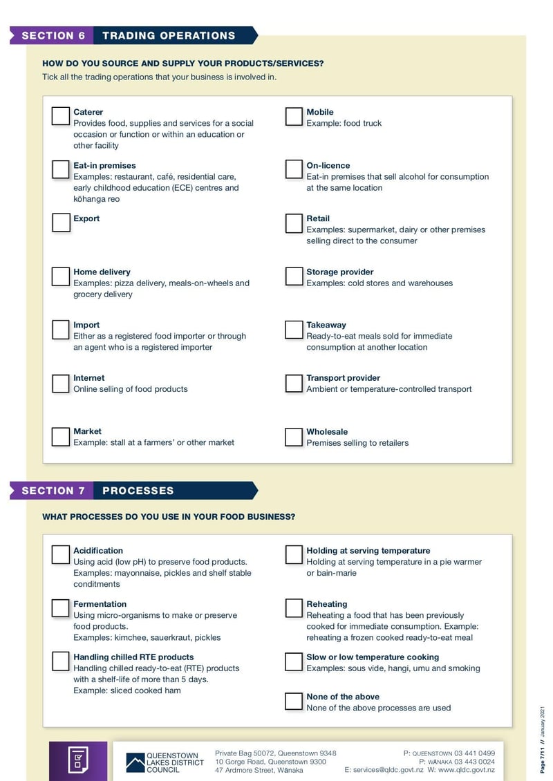 Large thumbnail of QLDC Food Control Plan Application Form - Jan 2021